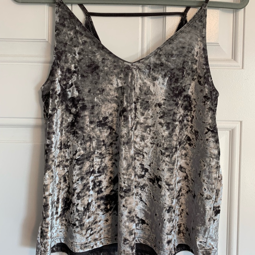 Gray Velvet Tank Top